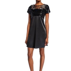 Black AIDAN MATTOX SEQUINED CHARMEUSE Beaded Lace